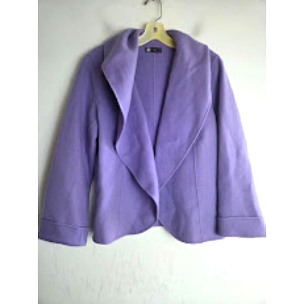 Carole Little Women Lavender Purple 100% Wool Knit Open Blazer/Cape size Medium